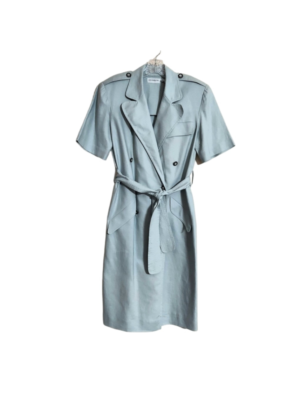 Liz Claiborne Women's Vintage 100% Linen Light Green Double Breasted Dress - Picture 2 of 10